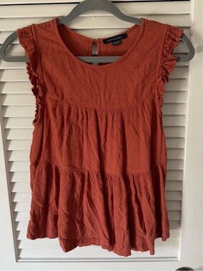 American Eagle Outfitters Rust Orange Tiered Ruffle Tank